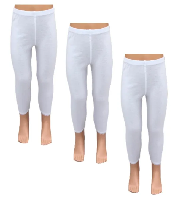 girls white cotton leggings 1