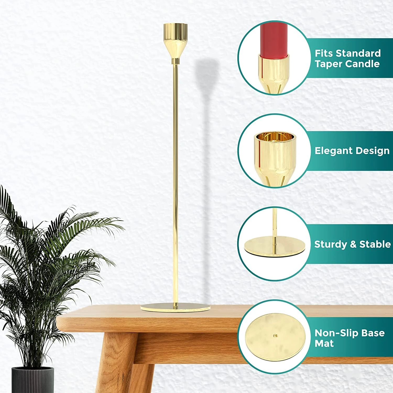 gold candle holders set 4