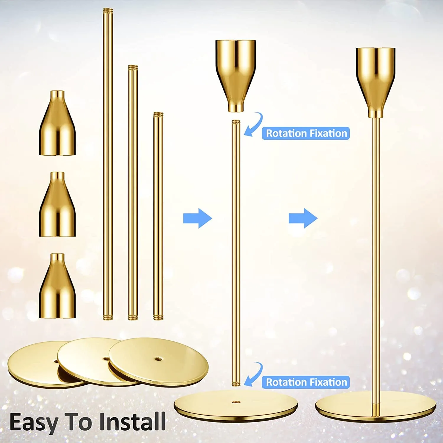 gold candle holders set 5