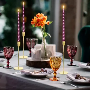 gold candle holders set 6