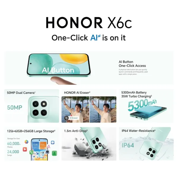 honor x6c smartphone black 6