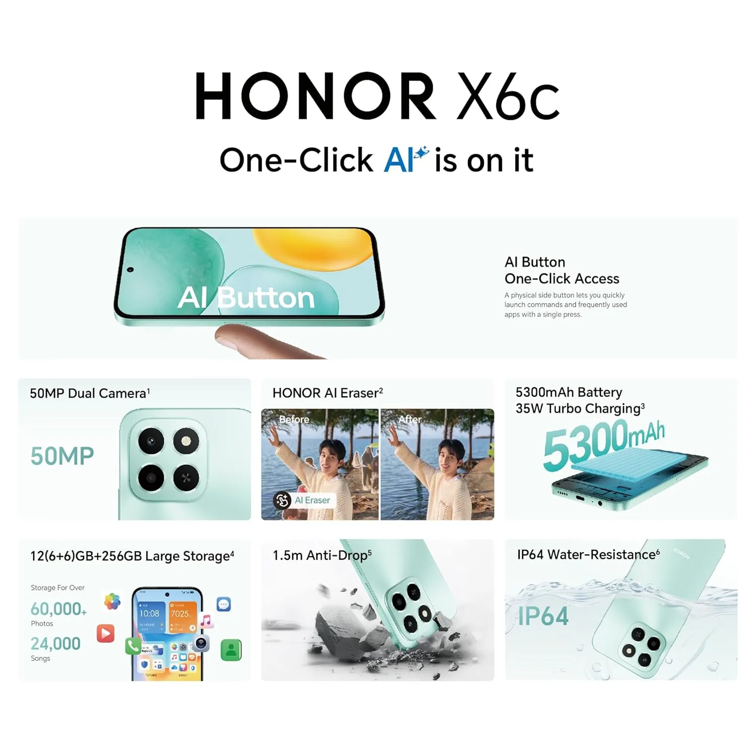 honor x6c smartphone black 6