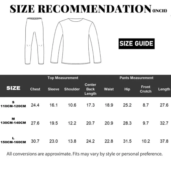 kids thermal underwear set 5