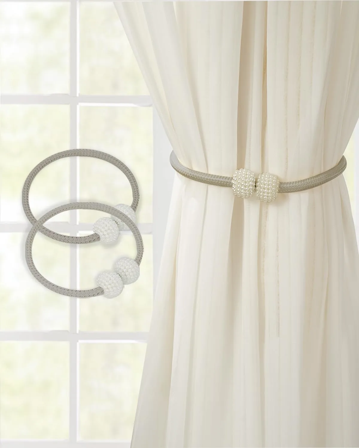 magnetic curtain tiebacks gray 1