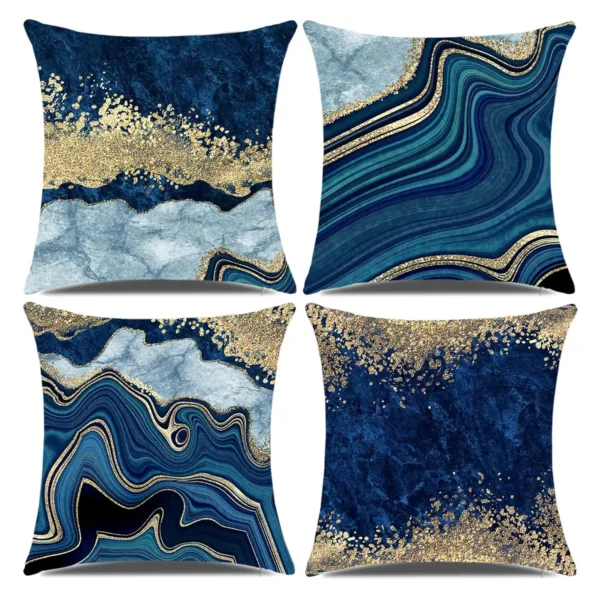 navy blue gold pillow 1