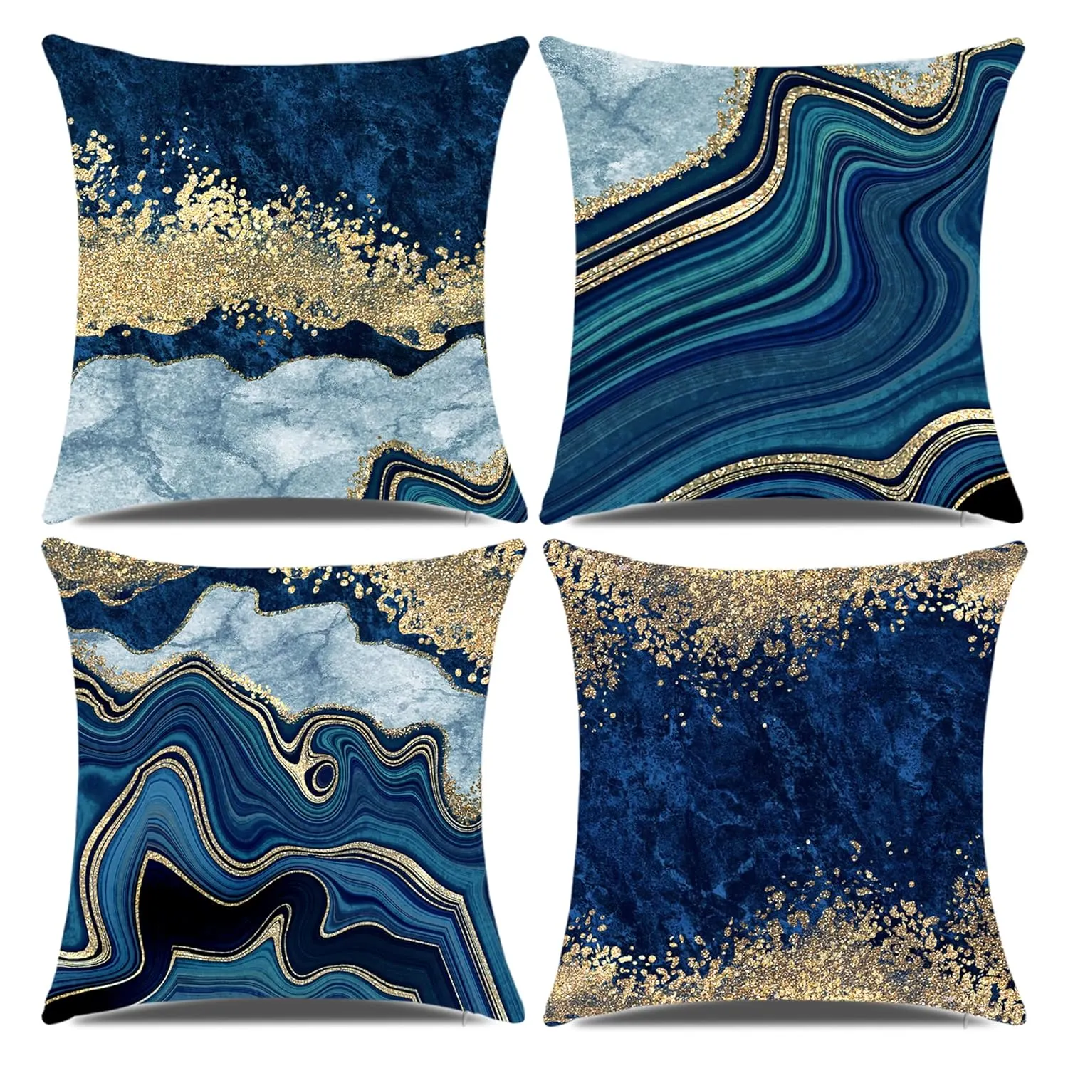navy blue gold pillow 1
