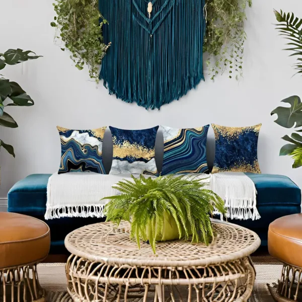 navy blue gold pillow 2