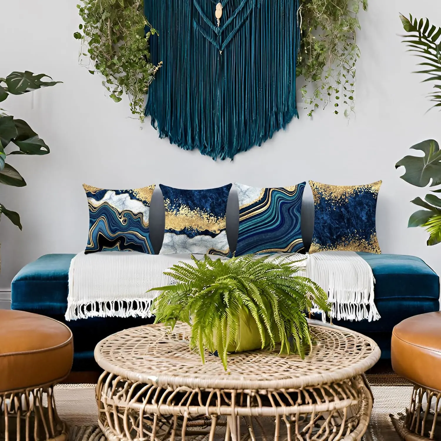 navy blue gold pillow 2