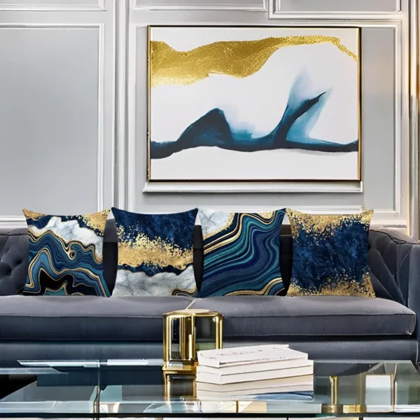 navy blue gold pillow 3