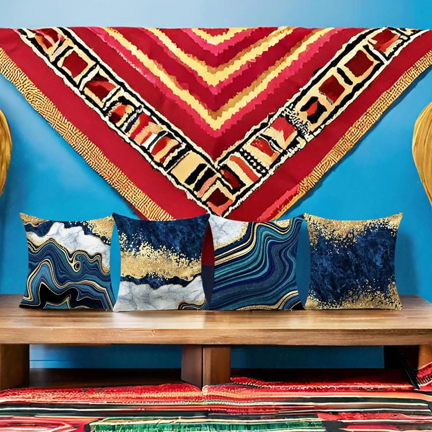 navy blue gold pillow 6