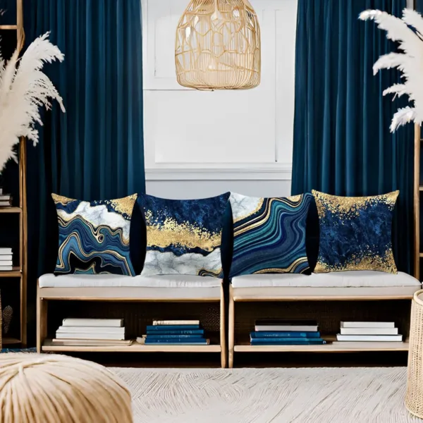 navy blue gold pillow 7