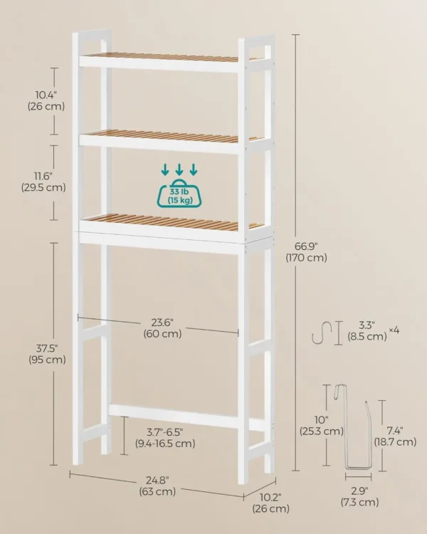 over toilet storage 3 tier 3