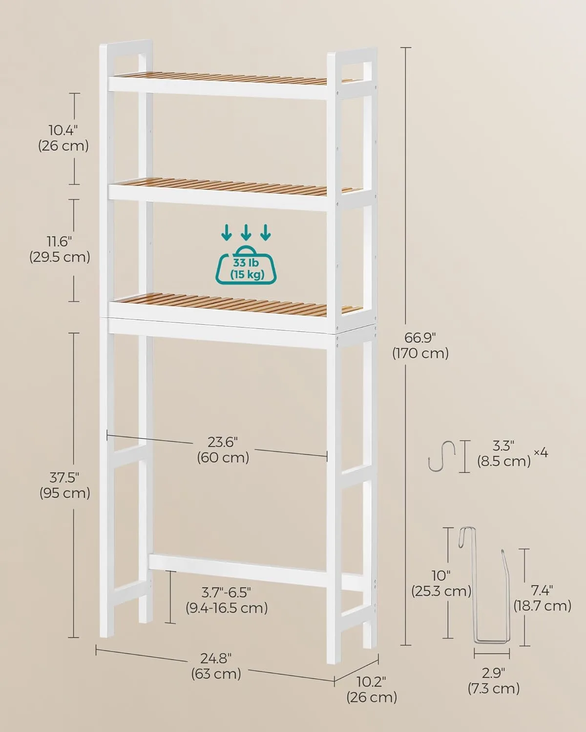 over toilet storage 3 tier 3