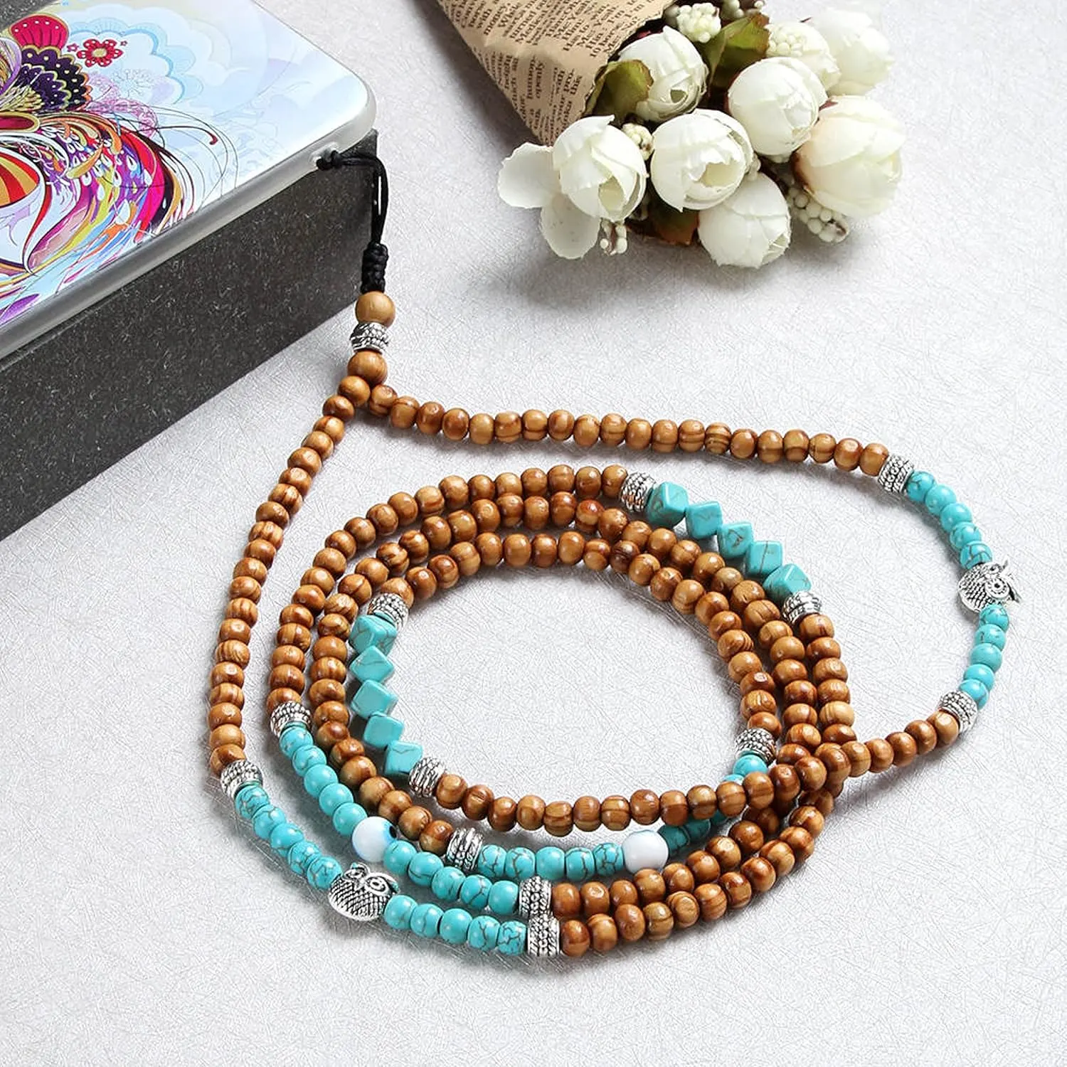 phone lanyard boho beads 3