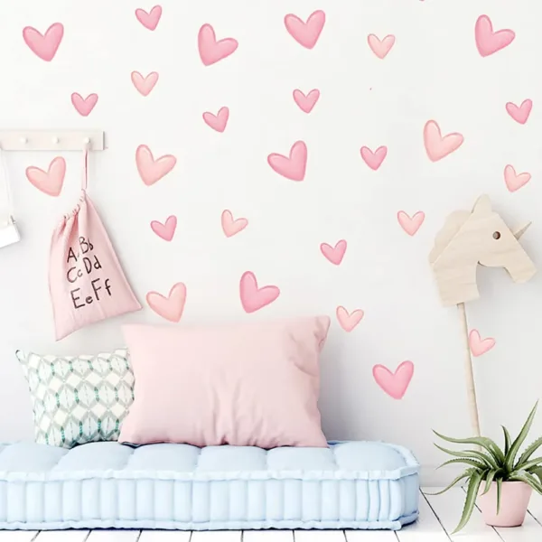 pink heart wall decals 1