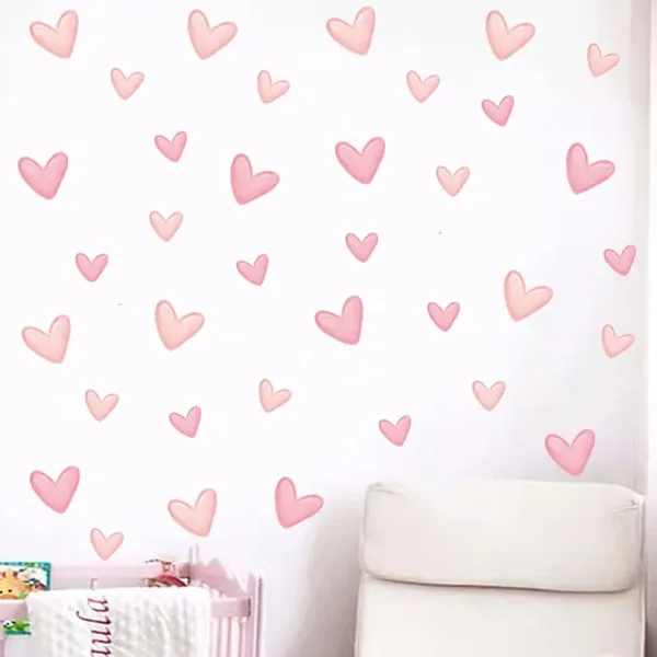 pink heart wall decals 3