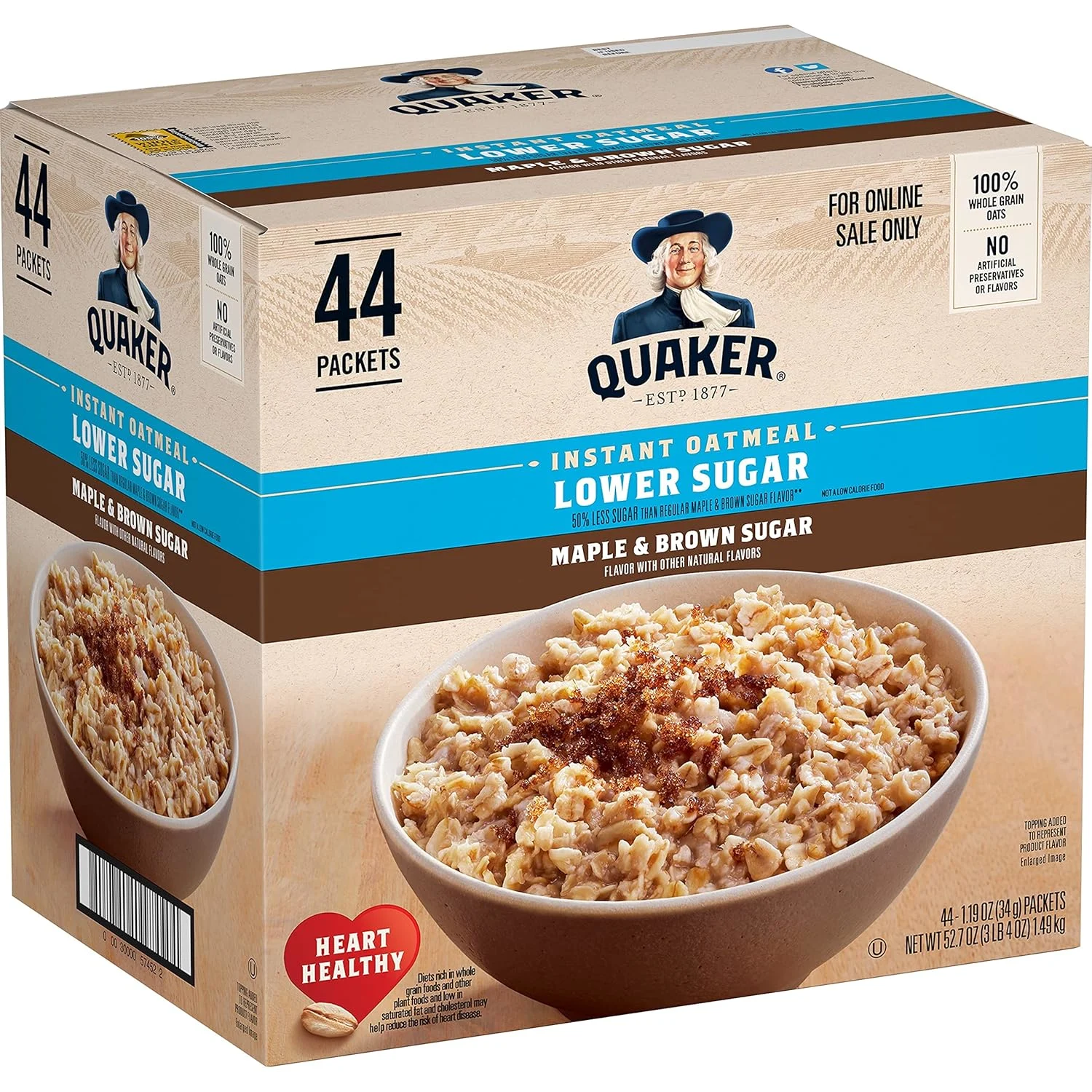 quaker lower sugar oatmeal 1
