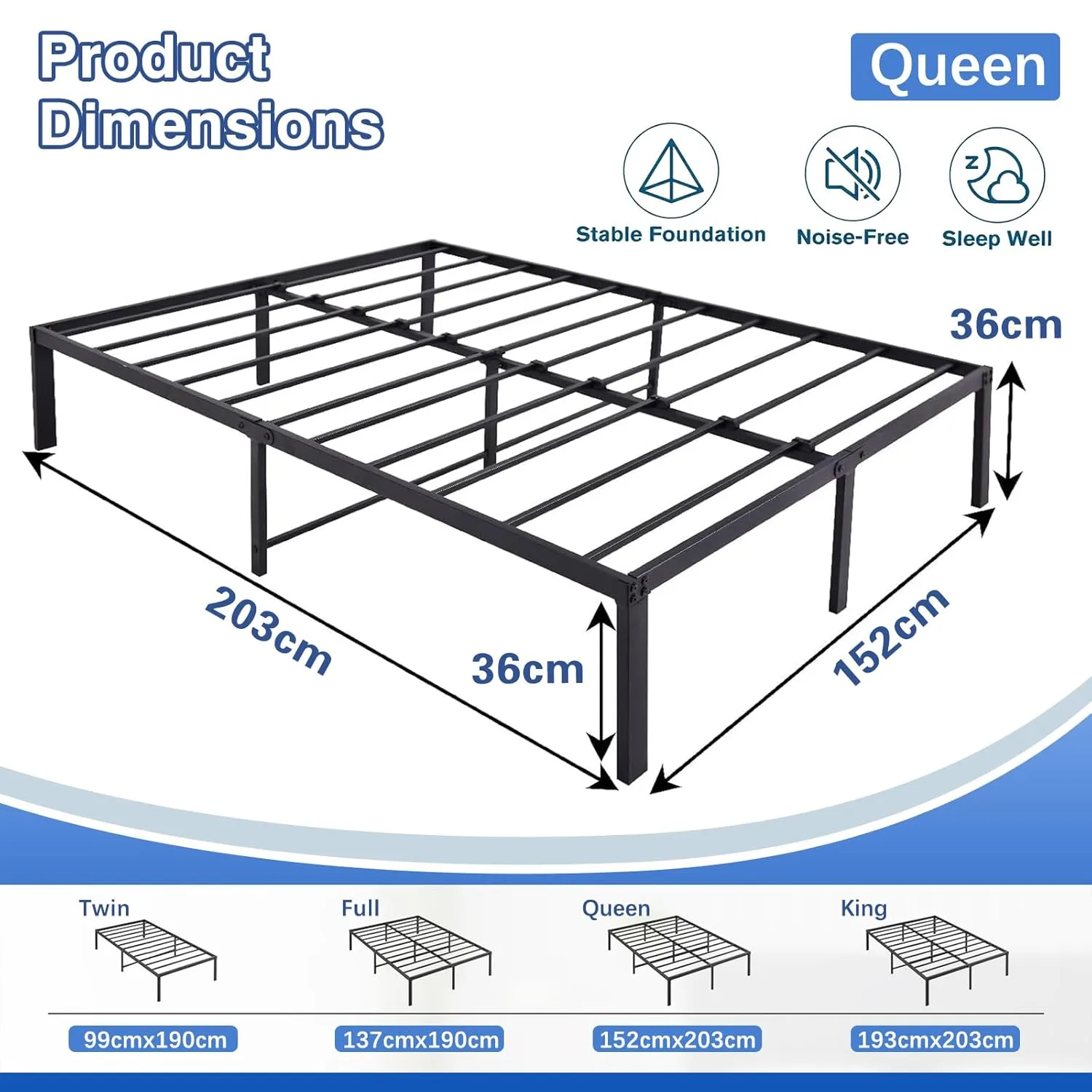 queen bed frame metal 2