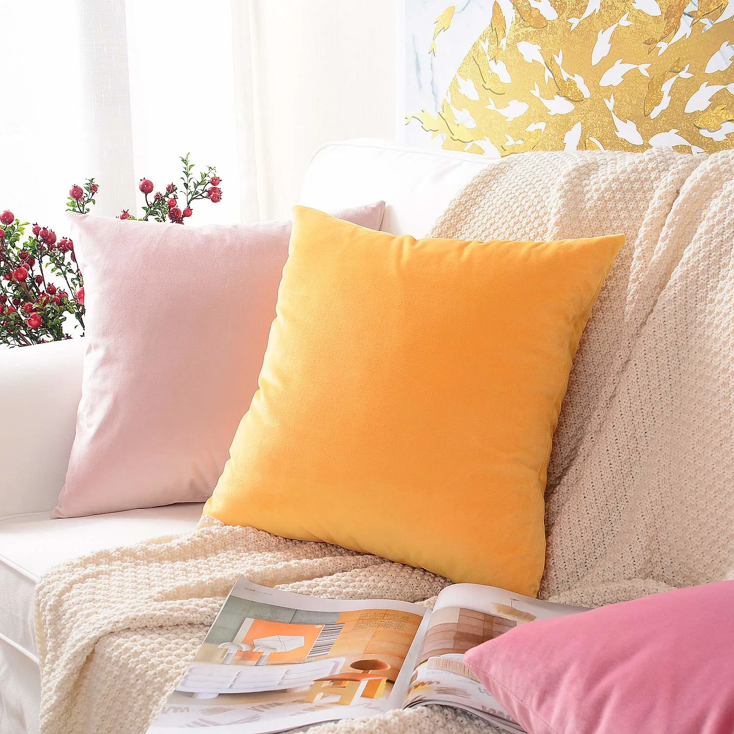 velvet pillow covers lemon 6