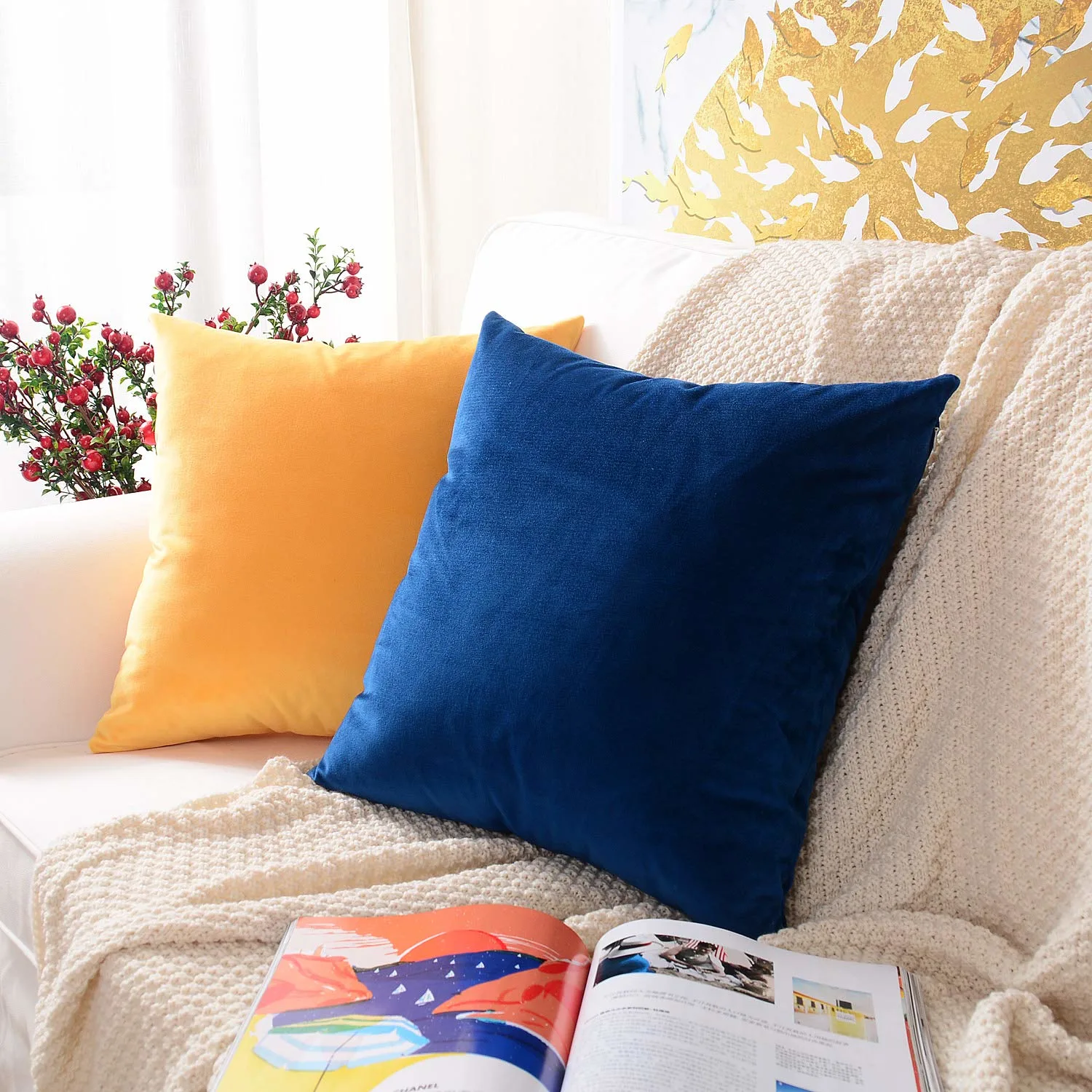 velvet pillow covers lemon 7