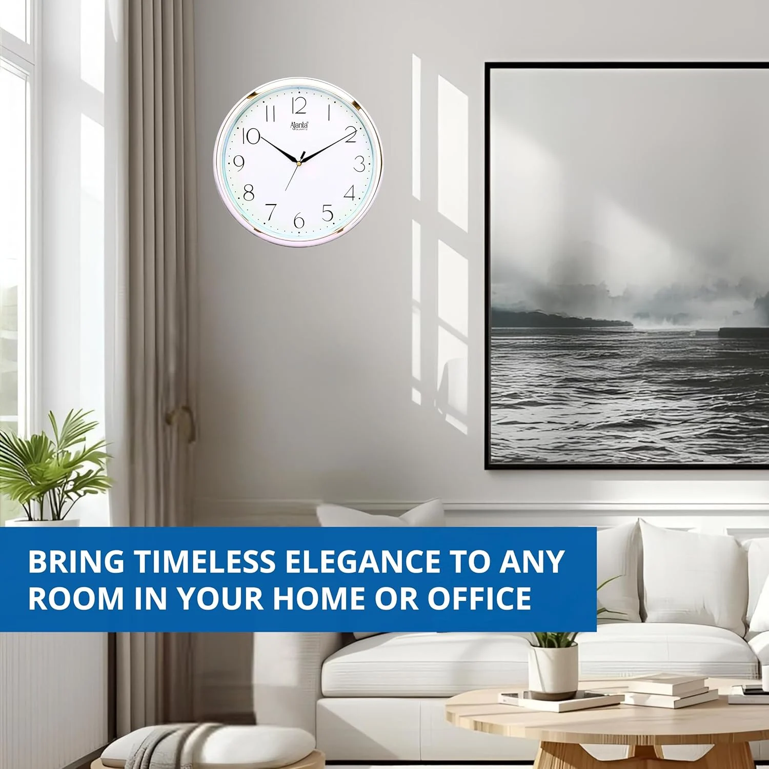 wall clock silver rim 3