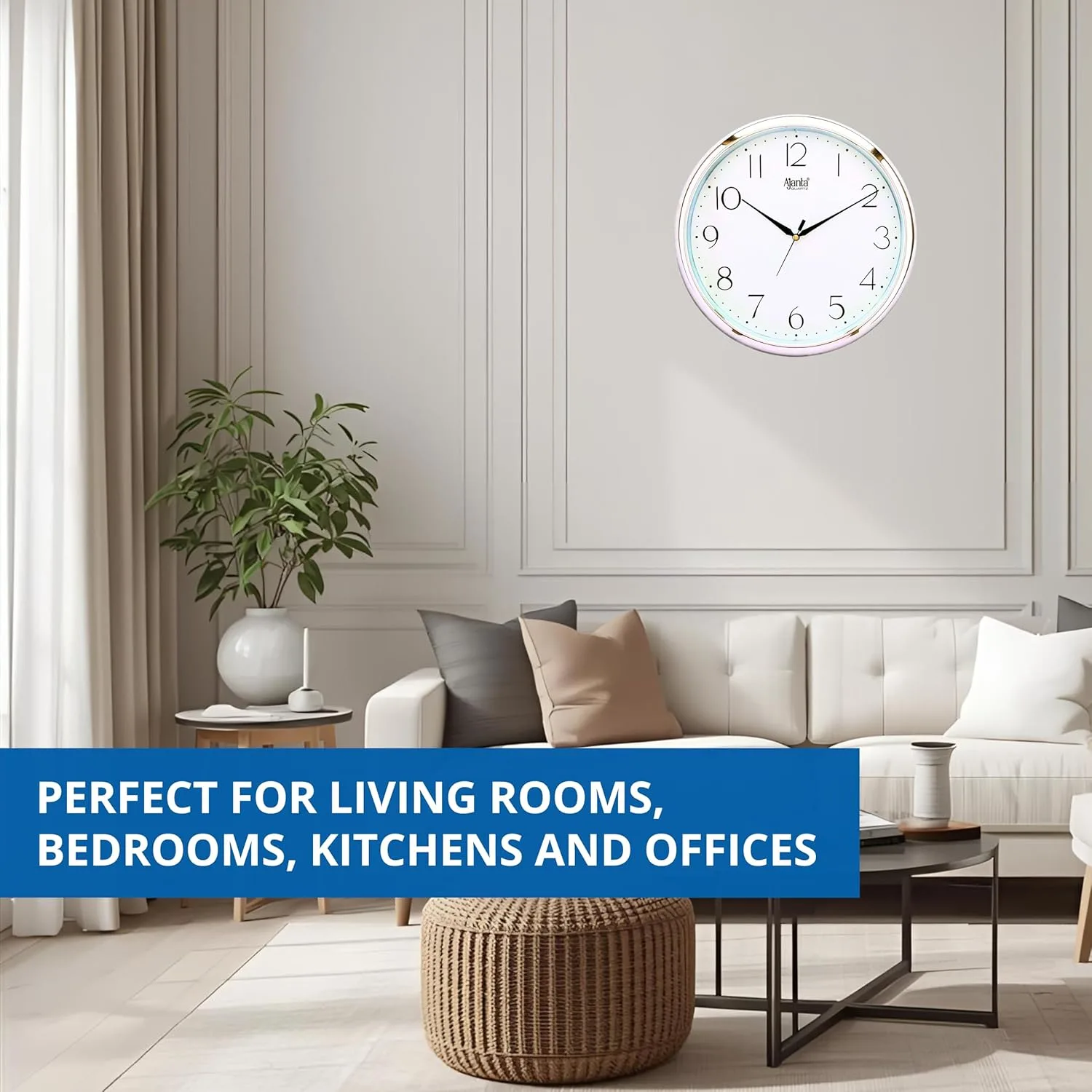 wall clock silver rim 6