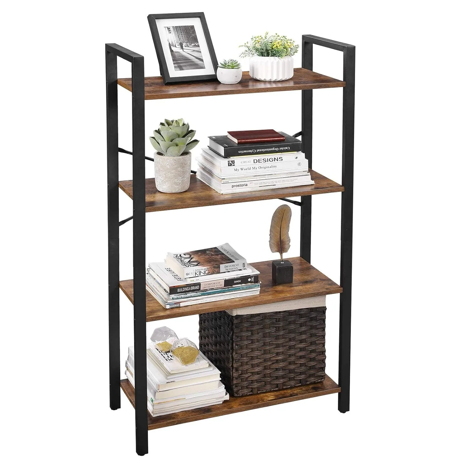 4 tier bookshelf rustic 7
