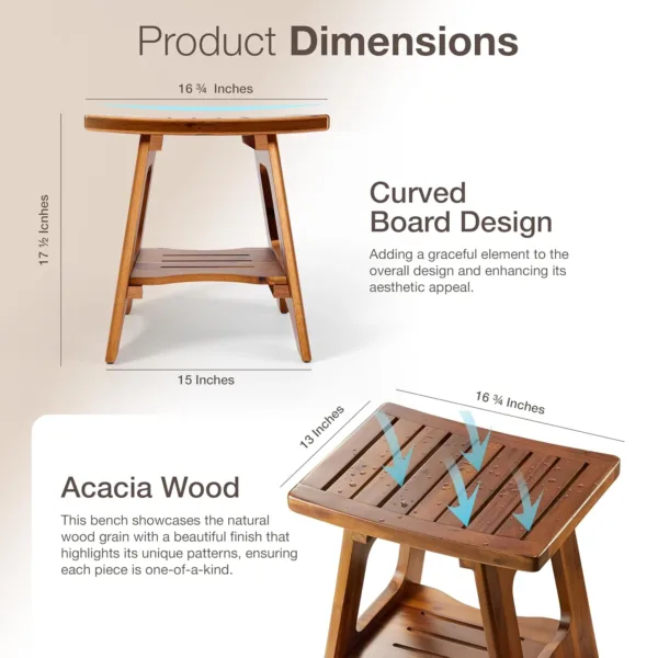 acacia wood shower bench 3
