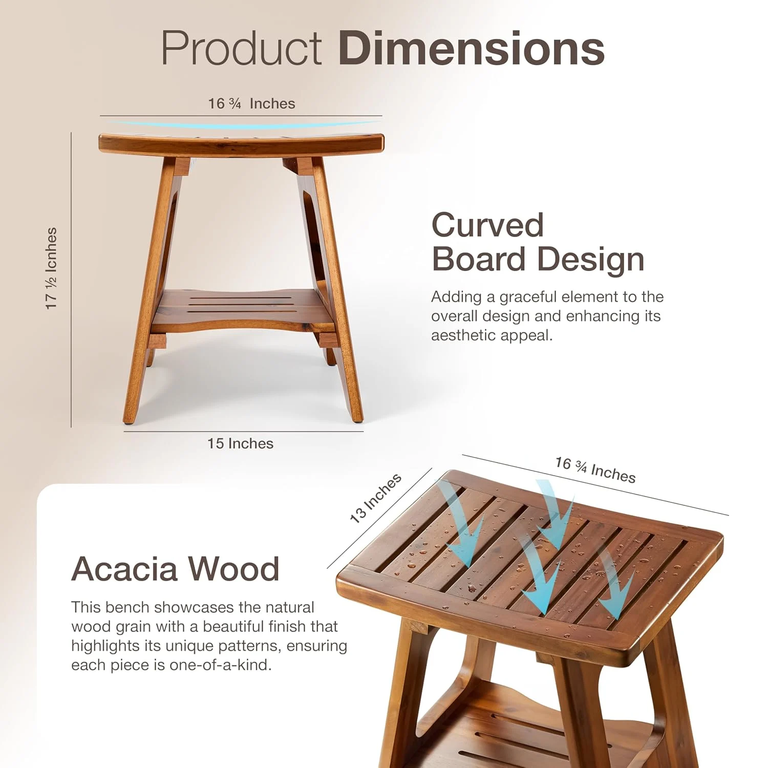 acacia wood shower bench 3