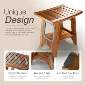 acacia wood shower bench 4