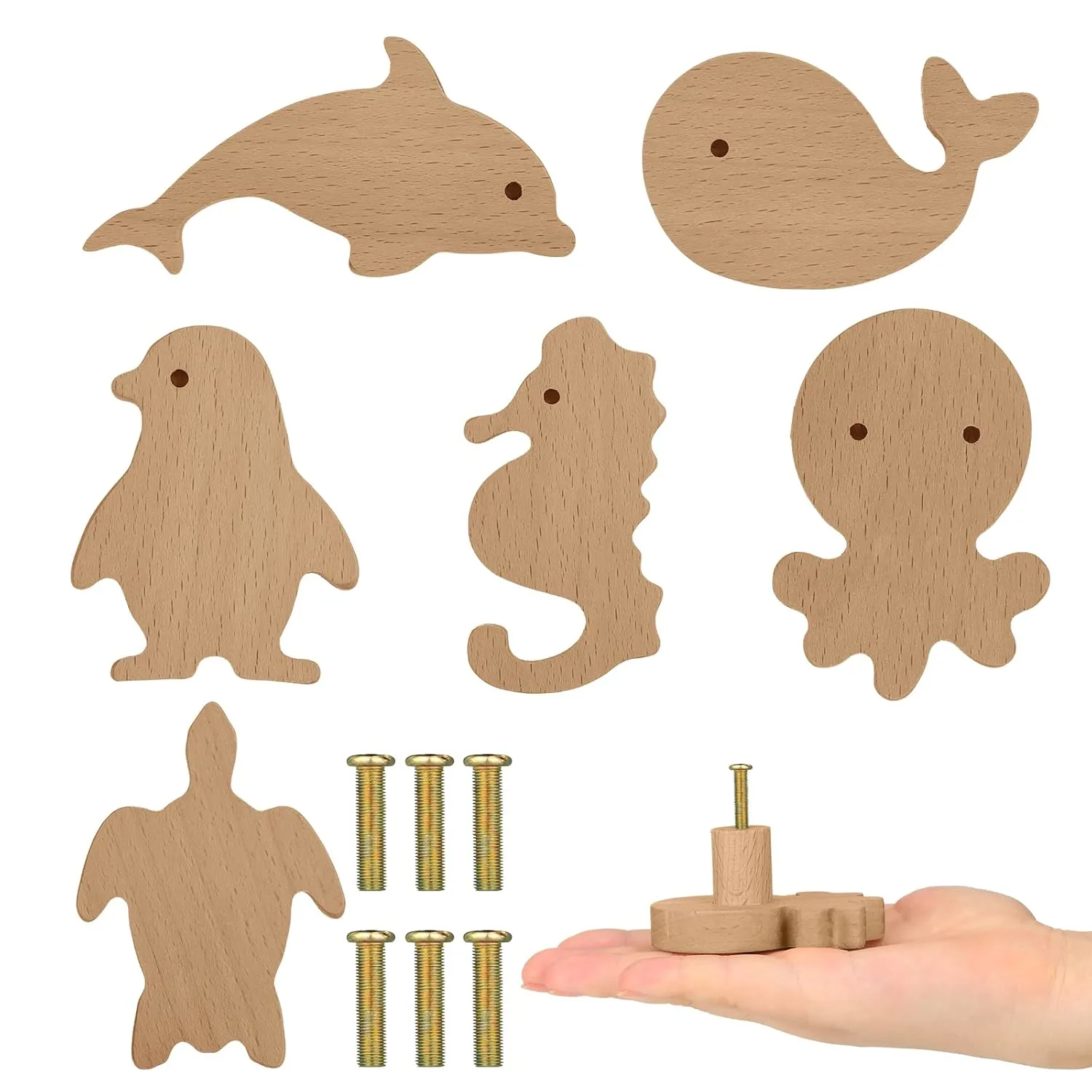 animal dresser knobs wood 1