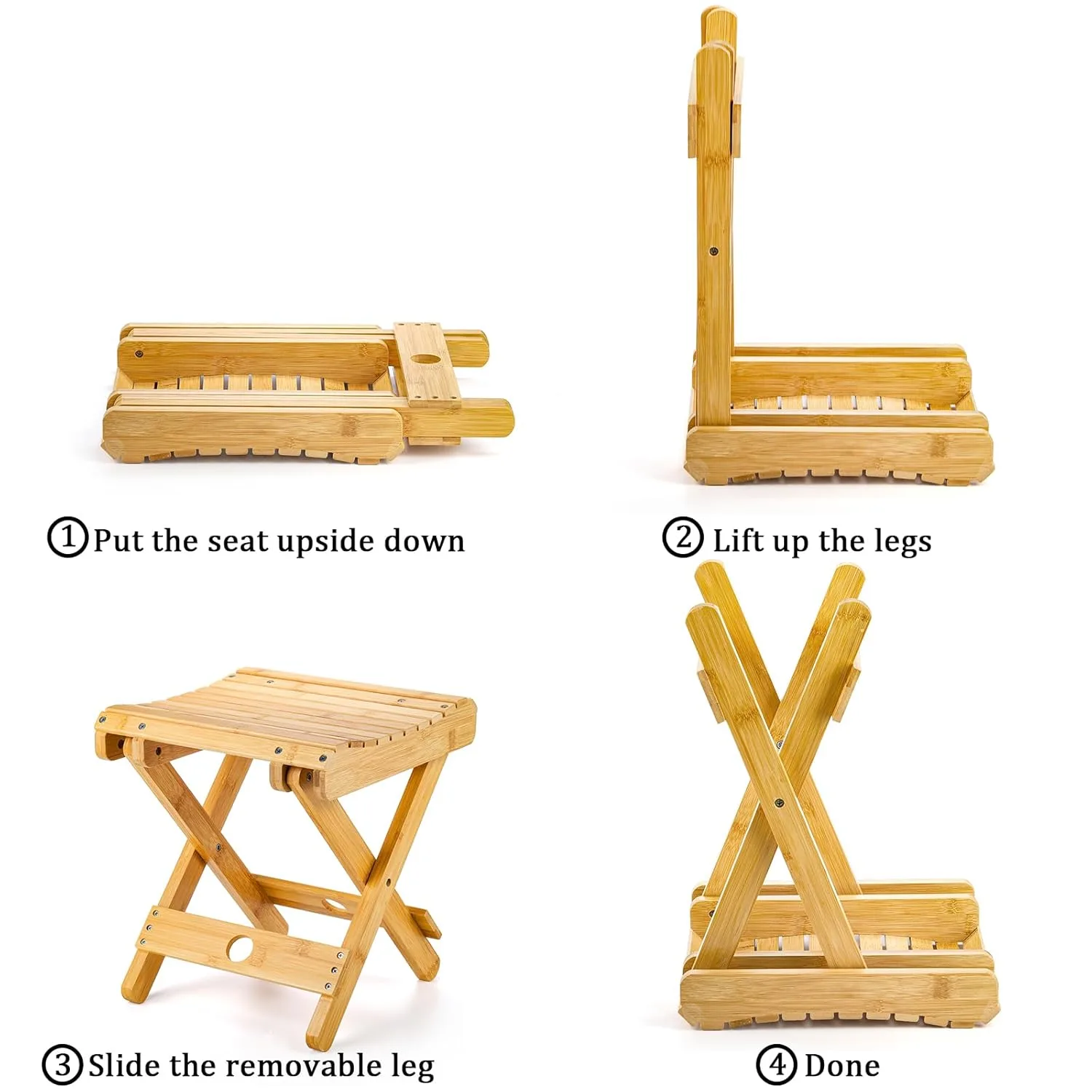 bamboo folding shower stool 4
