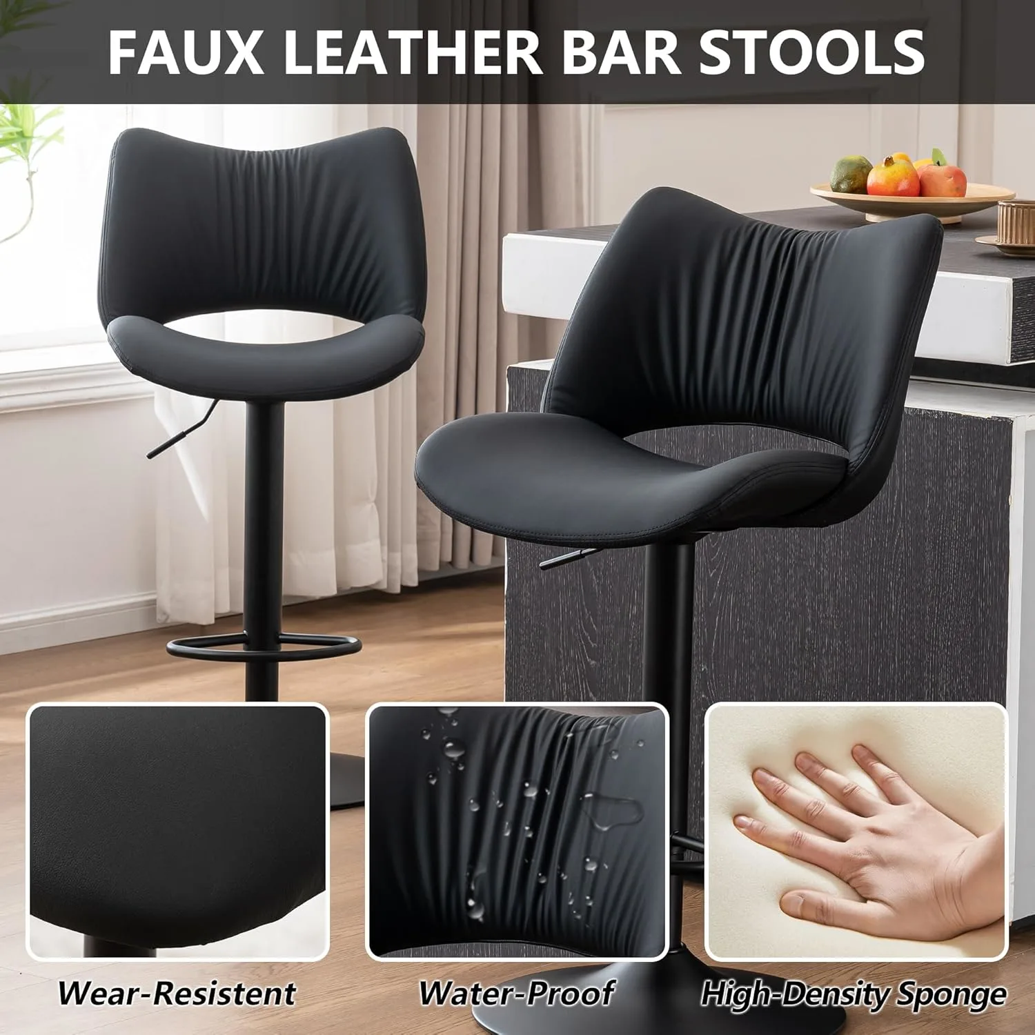 bar stools leather kitchen 3