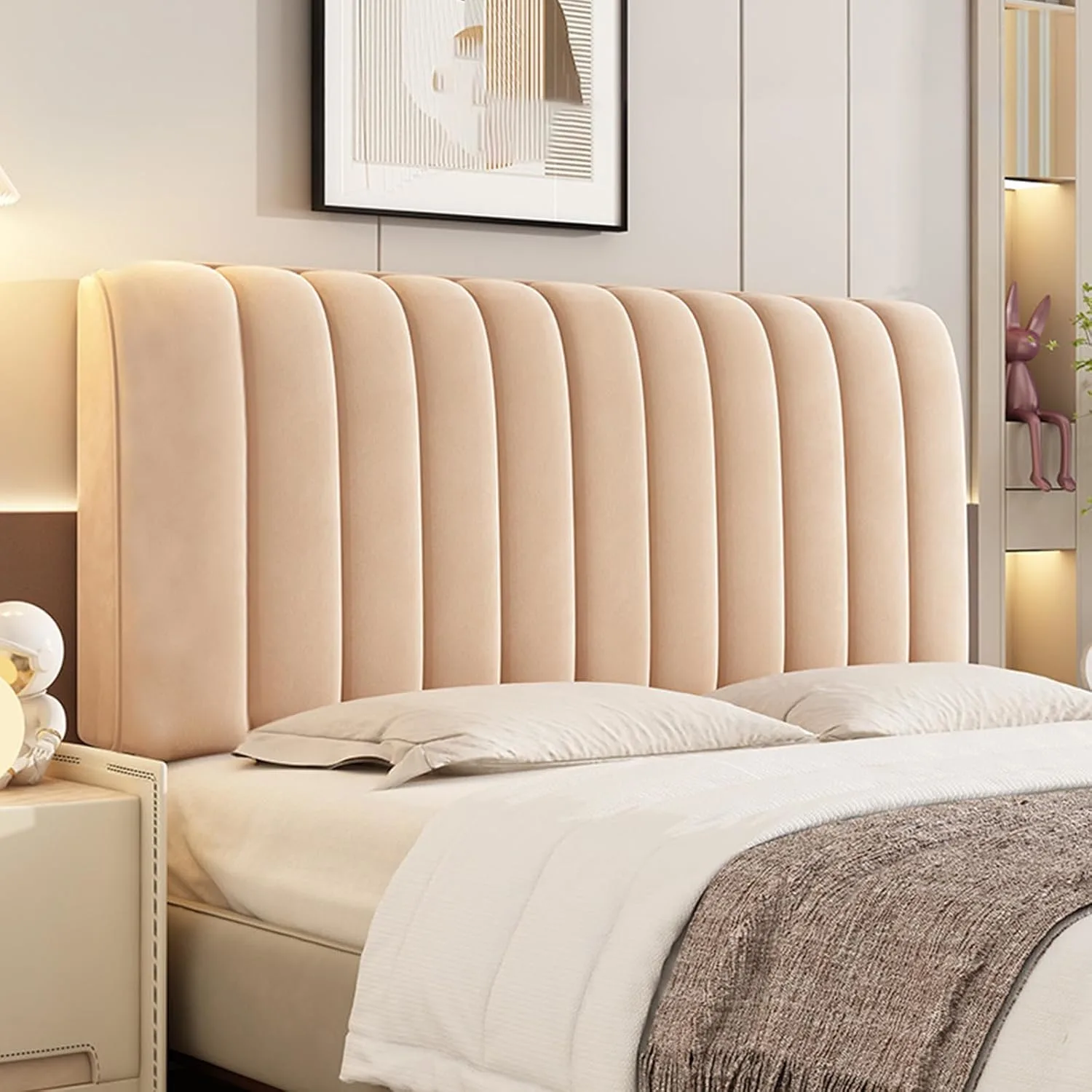 bed headboard cover khaki 1