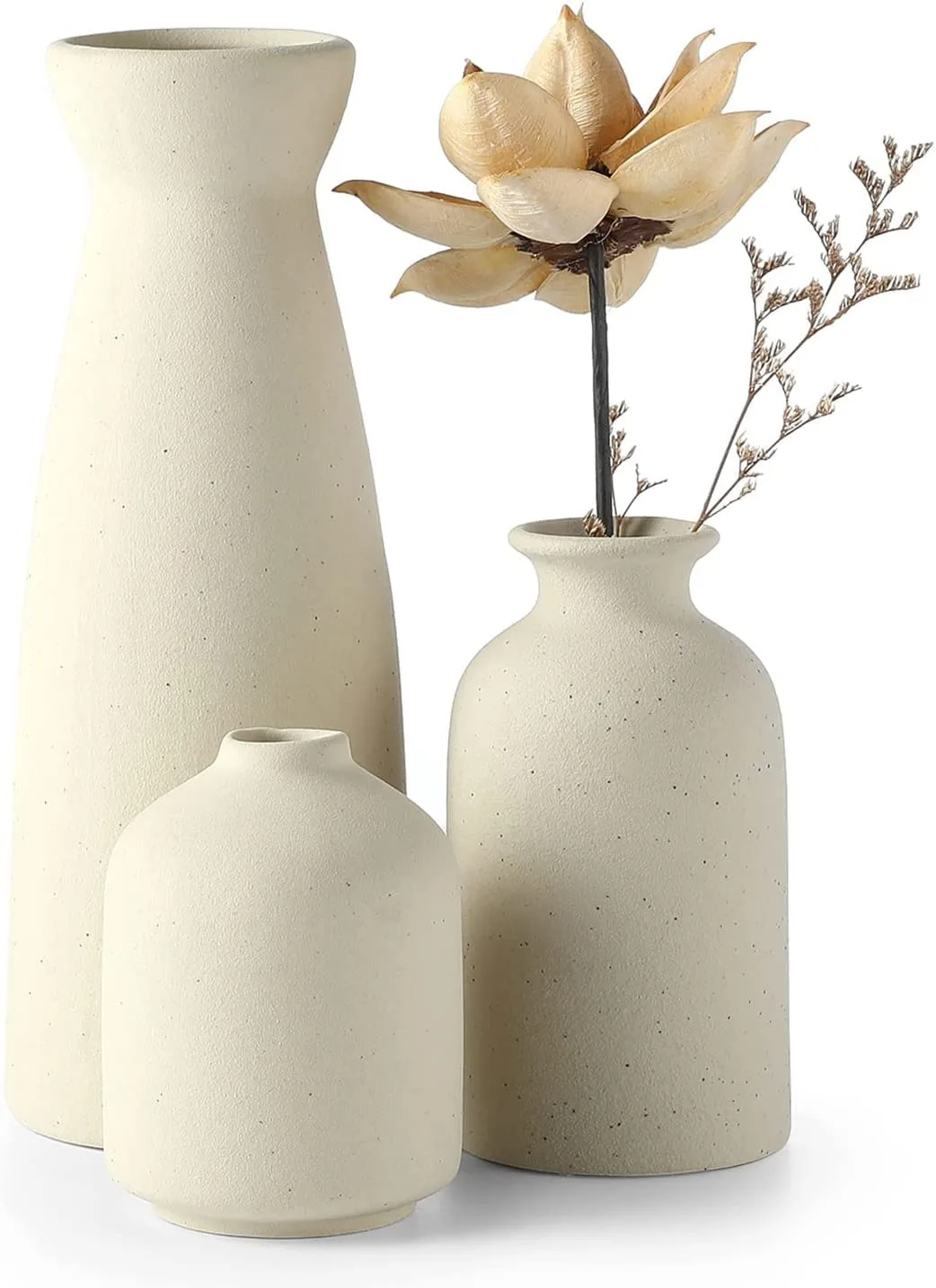 beige ceramic vase set 1