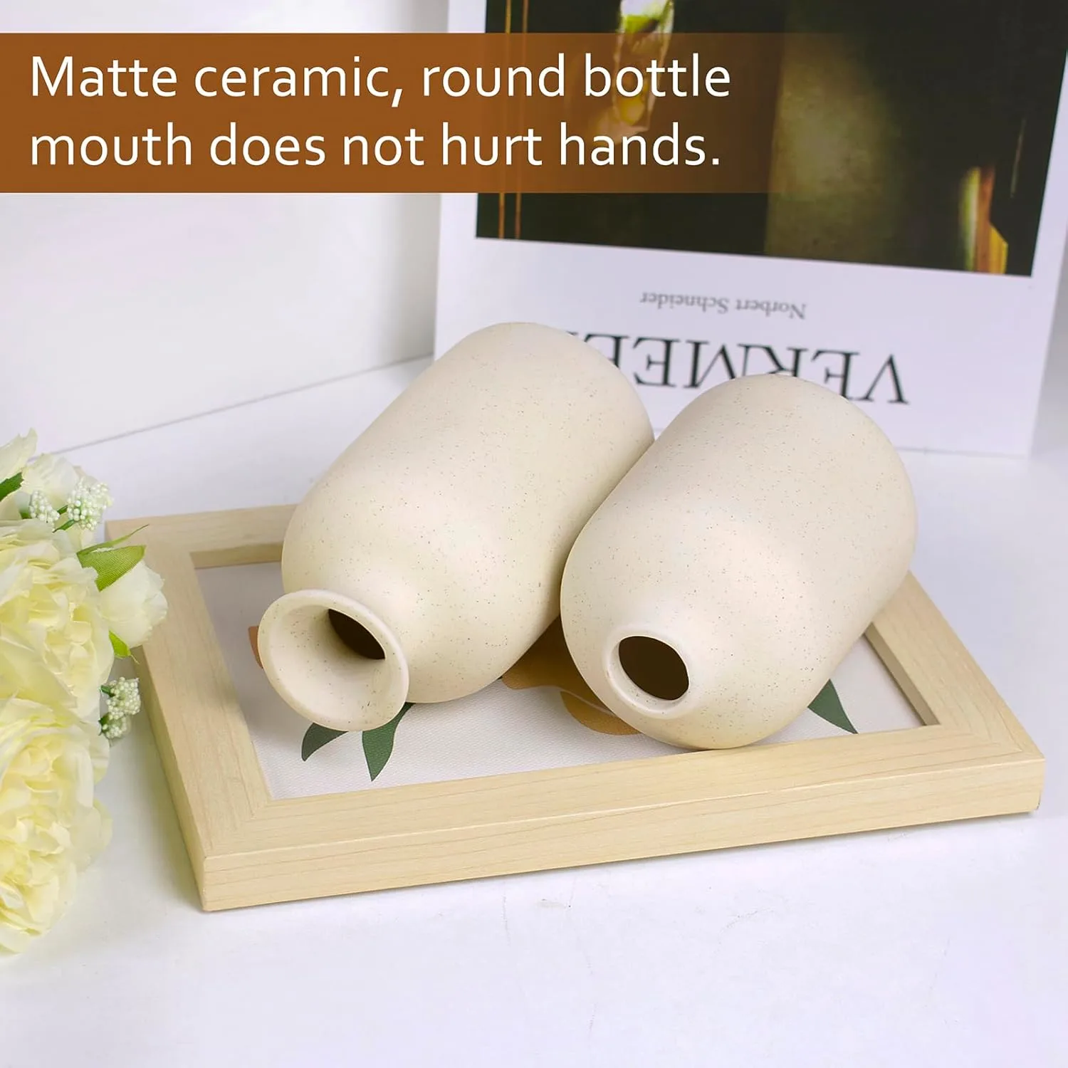 beige ceramic vase set 2