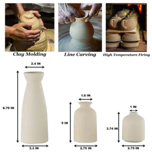 beige ceramic vase set 6