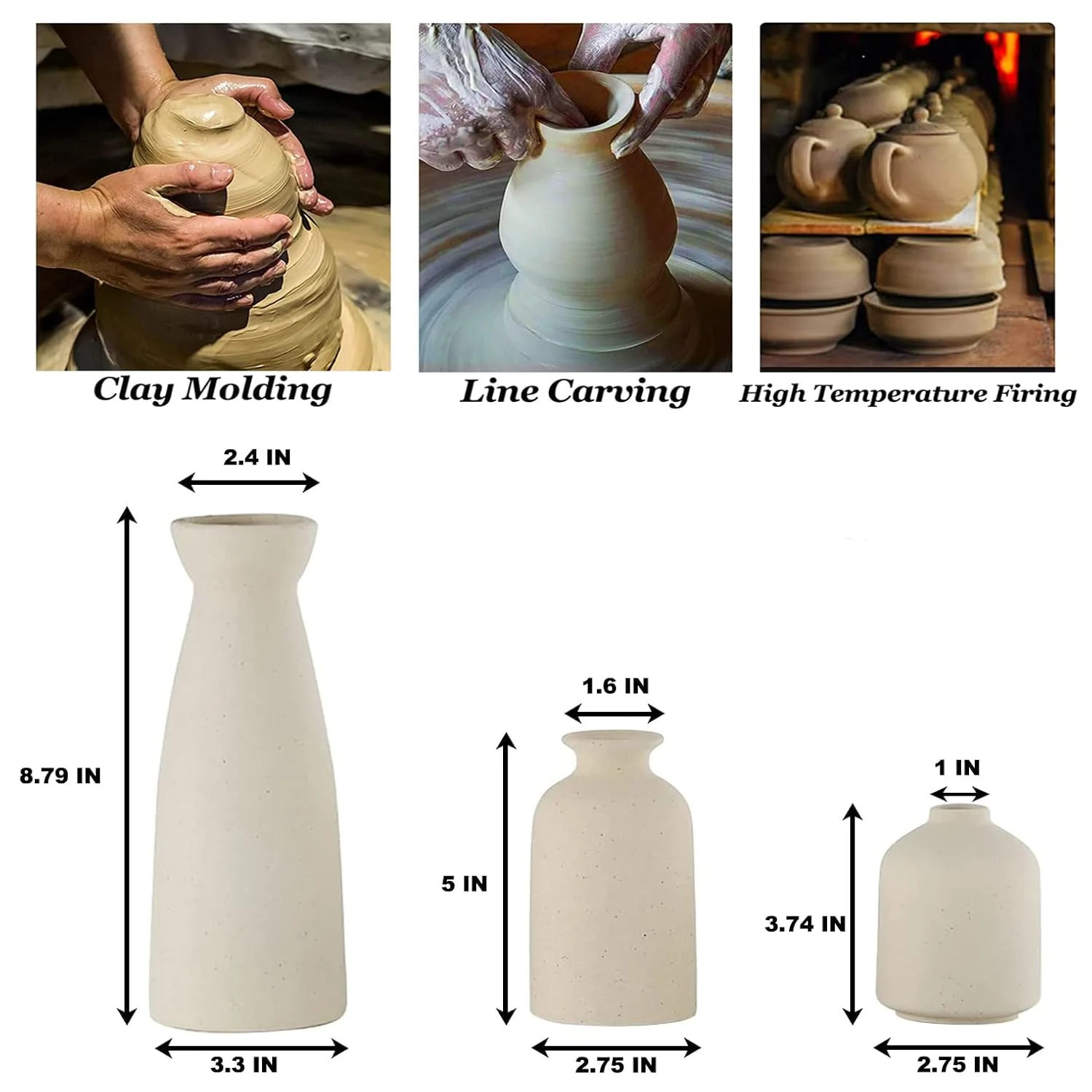 beige ceramic vase set 6