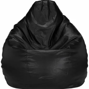black leatherette bean bag 1