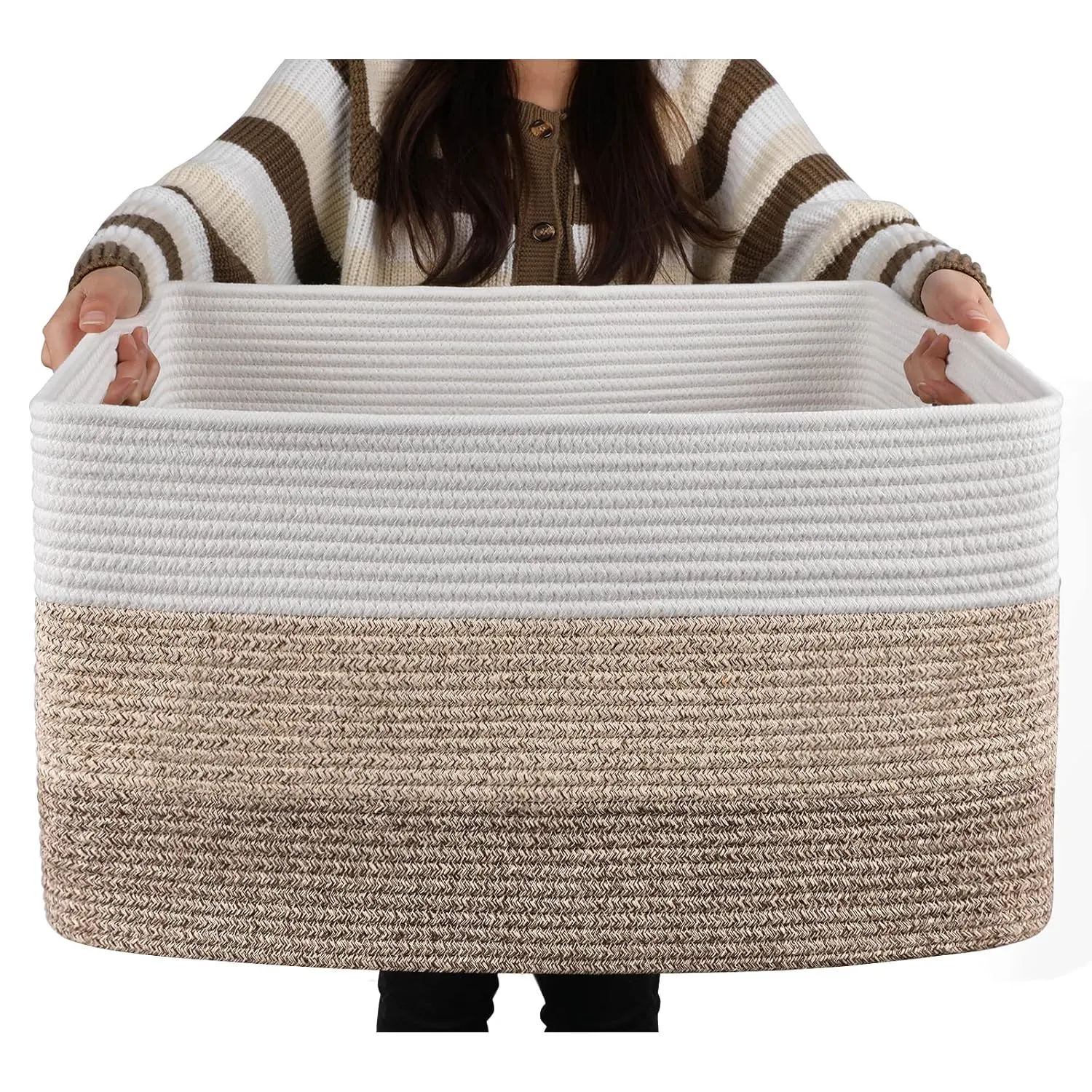 blanket basket cotton rope 1