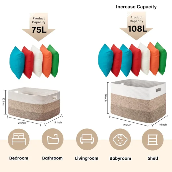 blanket basket cotton rope 3