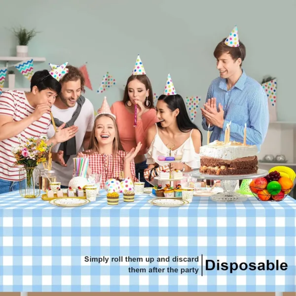 blue checkered tablecloth pack 4