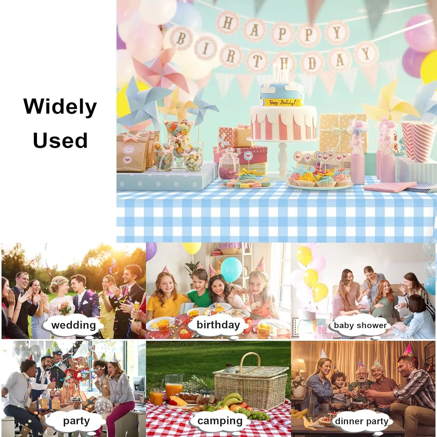 blue checkered tablecloth pack 5