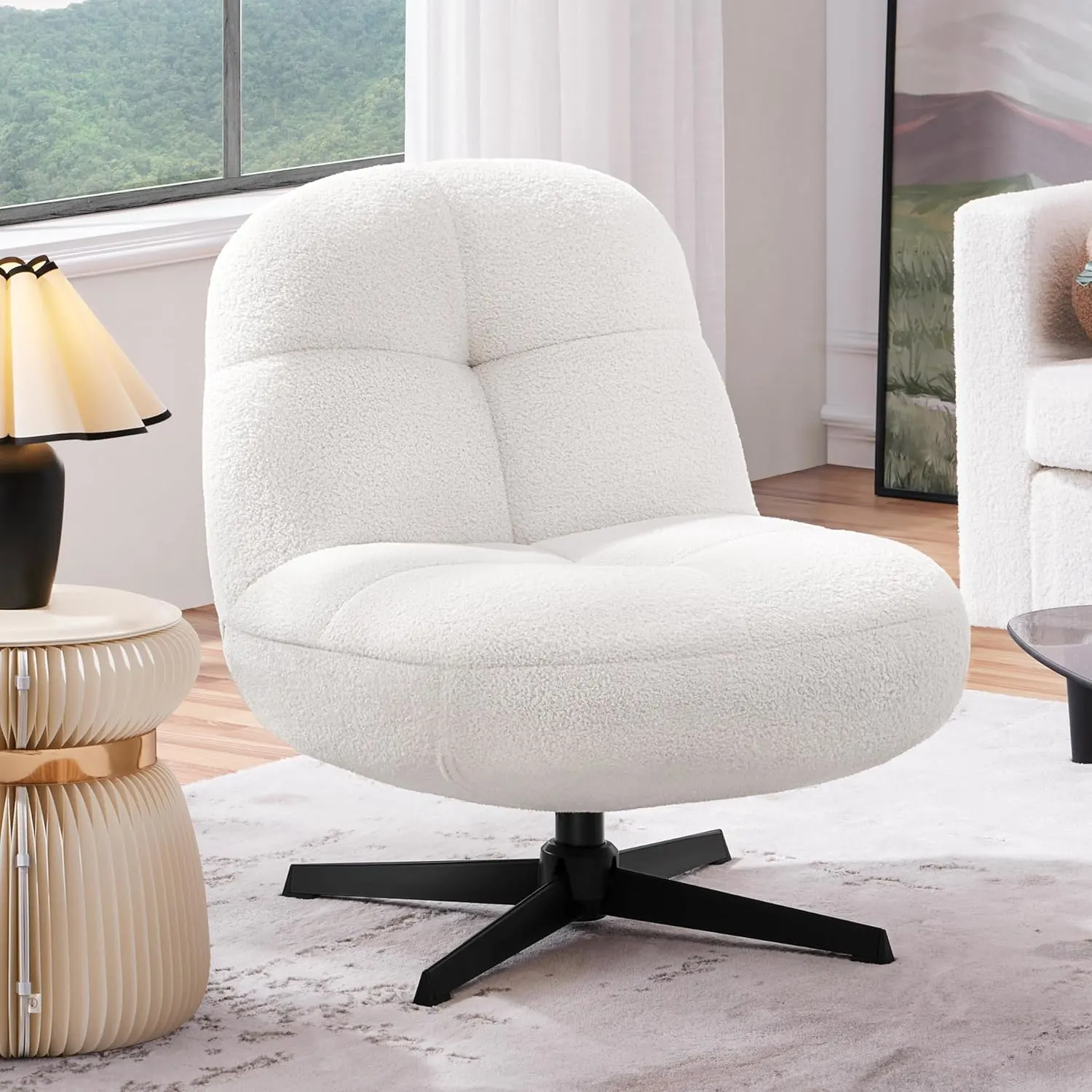 boucle swivel chair 7