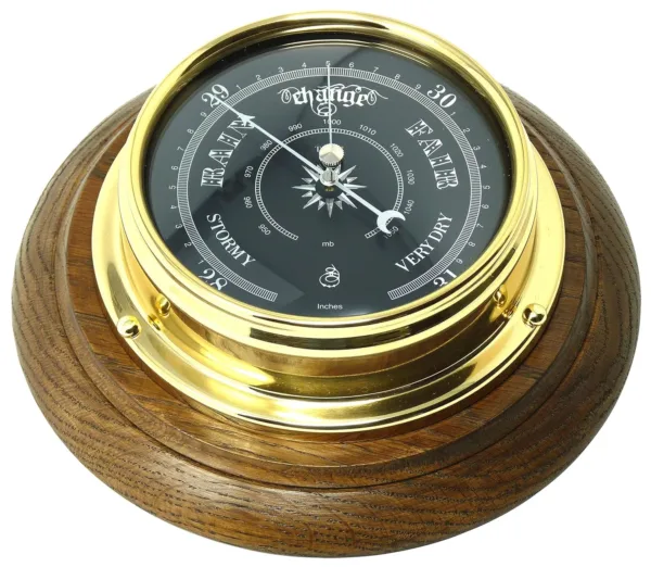 brass barometer english oak 1