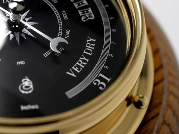 brass barometer english oak 3