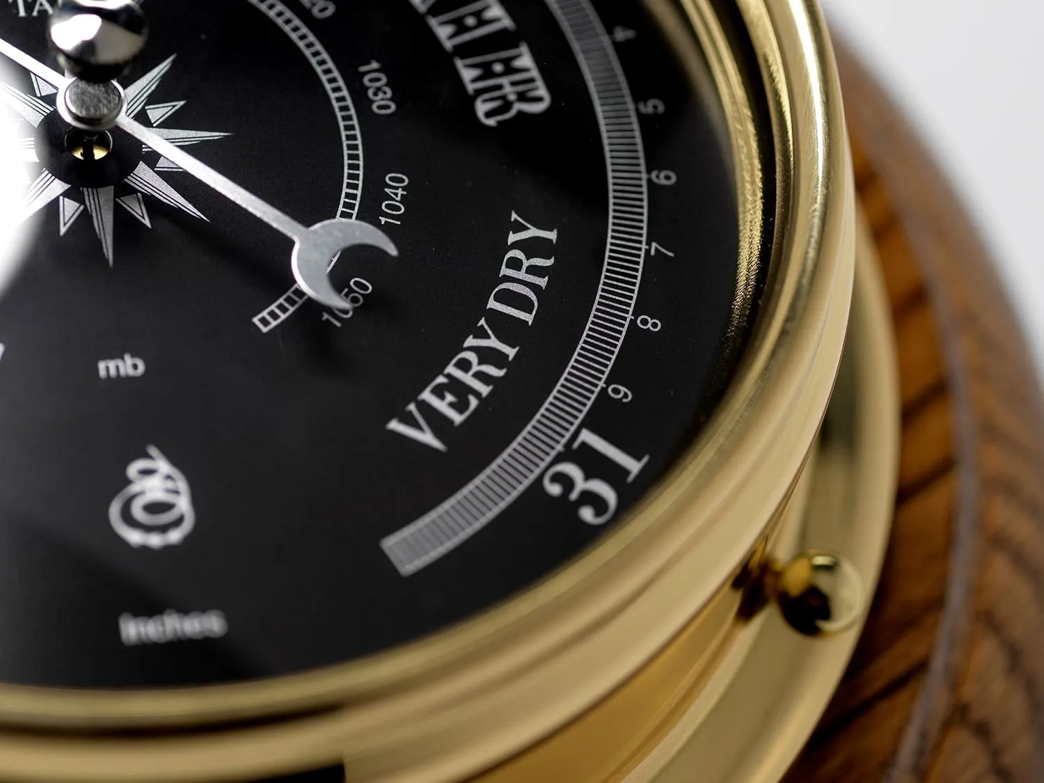 brass barometer english oak 3