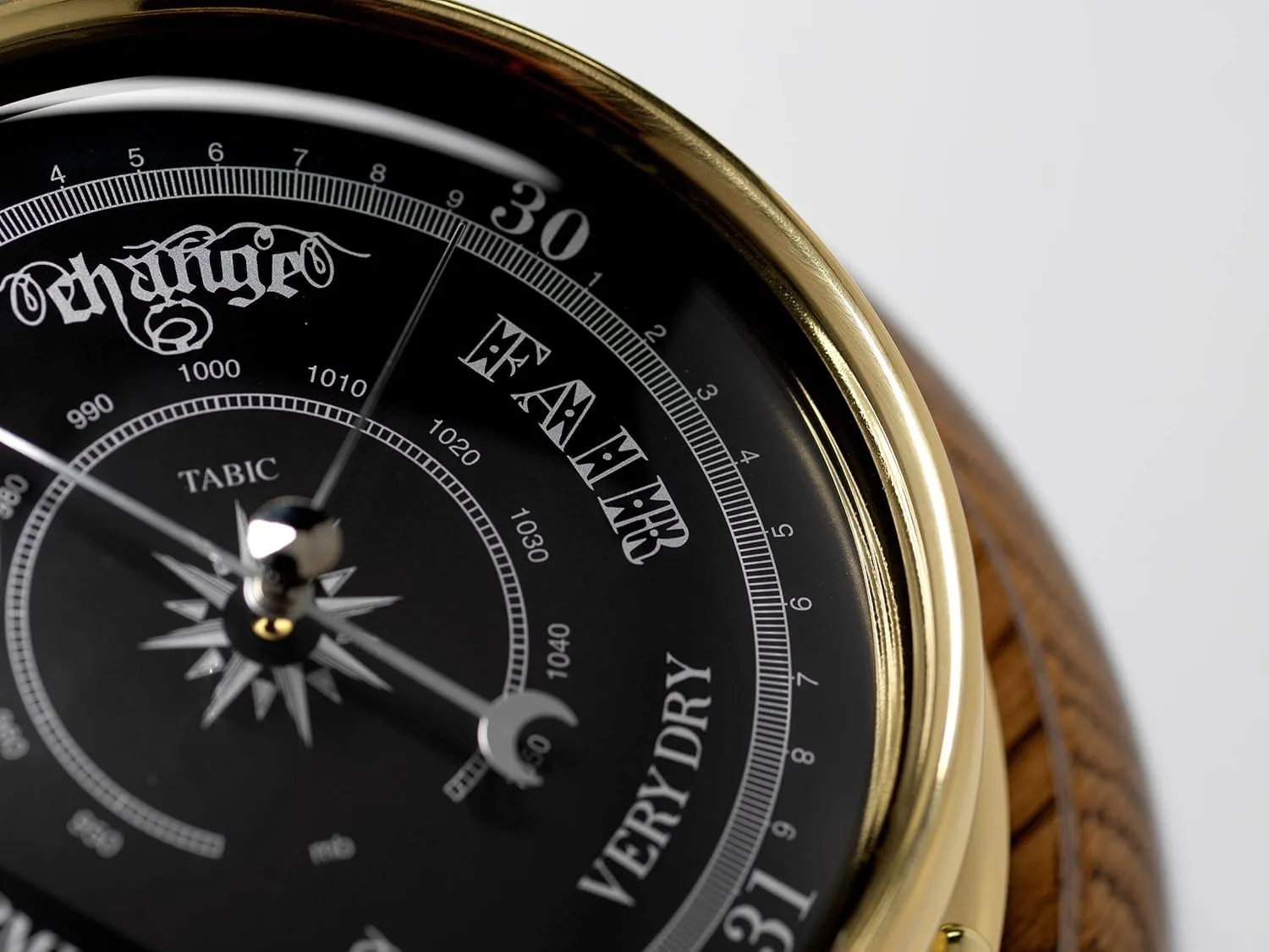 brass barometer english oak 4