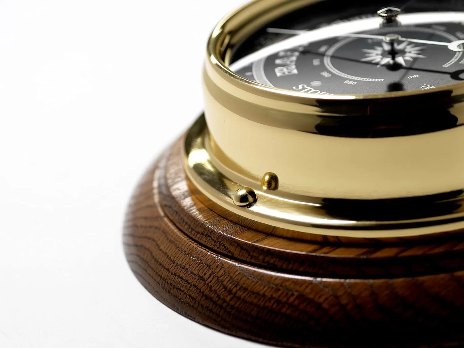 brass barometer english oak 5