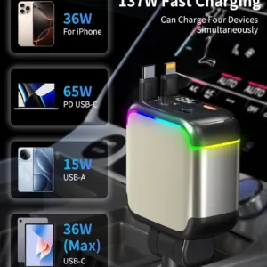 car charger retractable usb 2